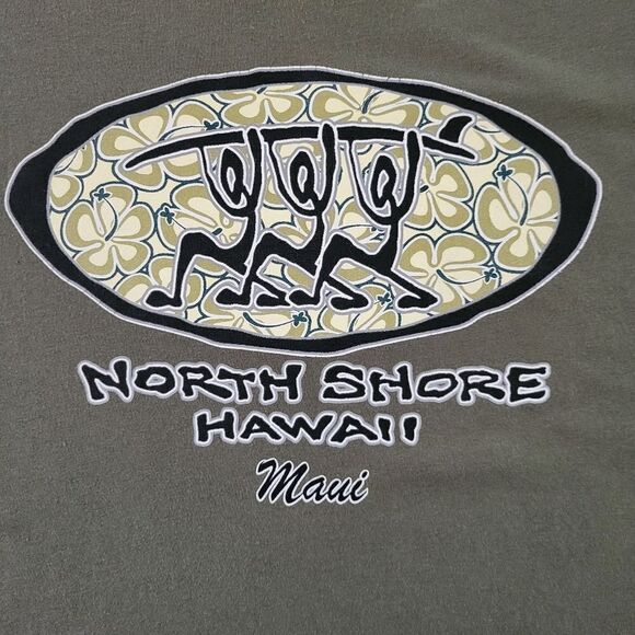 Women's Olive Graphic Maui Hawaii Short Sleeve Pullover Tee - Picture 7 of 9